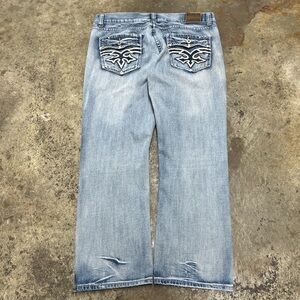 Y2K FlyPaper Bootcut Straight Jeans Men’s 36x30 Faded Wash Streetwear Grunge 00s